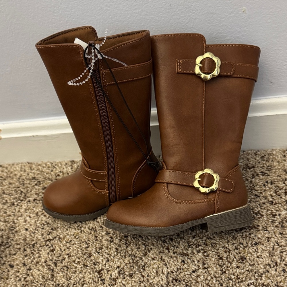 Sey Esteem girls Brown Knee-High Boots with Buckle Detail